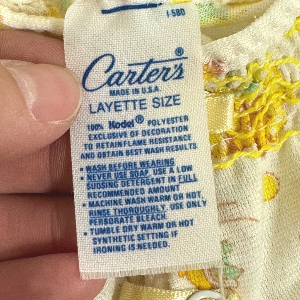 Vintage Carters Baby Shirts Lot 3 Yellow Circus Print Smocked Layette USA Made